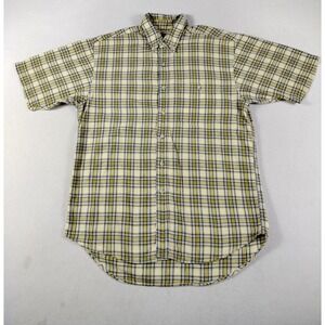 Vintage County Seat Shirt Mens Medium Yellow Blue Plaid‎ Westercore Rodeo Cowboy